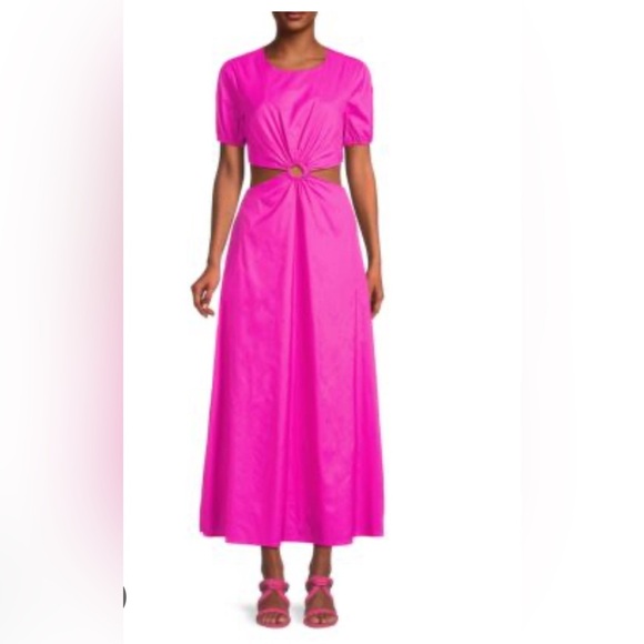 STAUD Dresses & Skirts - Staud Calypso PINK Bougainvillea Cut Out Maxi A-Line Dress sz L